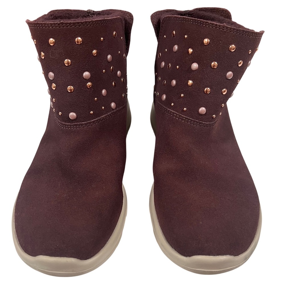 Skechers On-the-GO Joy Lush Burgundy Suede Studded Ankle Boots 16604 Womens 7